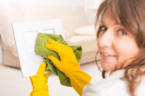 Local cleaner maintaining a kitchen and bathroom